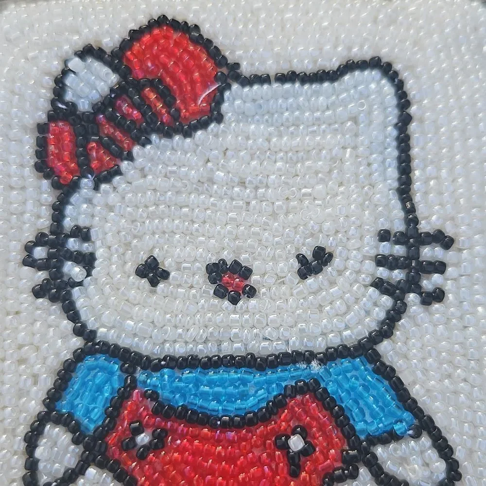 Hello Kitty Beaded Coin Purse Zip Pouch Wristlet